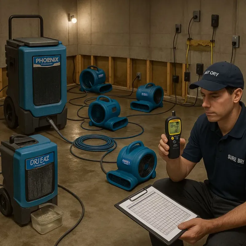 Structural Drying and Dehumidification process in Marlin, TX